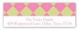 Preppy Pink Argyle Address Label