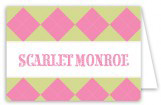 Preppy Pink Argyle Folded Note Card