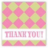 Preppy Pink Argyle Square Sticker
