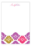 Purple Glitter Damask Flat Note Card