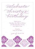 Radiant Orchid Damask Print Invitation