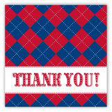 Red and Blue Argyle Square Sticker