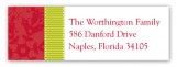 Red Snowy Grosgrain Address Label