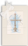 Silver Cross Blue Invitation