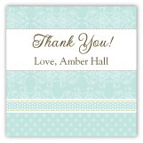 Teal Damask Monogram Square Sticker