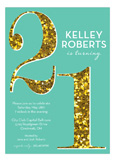 Turquoise Glitter Twenty-One Invitation