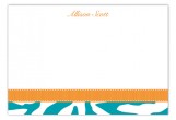 Turquoise Zebra Flat Note Card