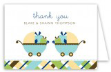 Twin Boy Carriage Gifts Folded Note Card