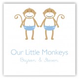 Twin Boy Monkey Pals Gift Tag