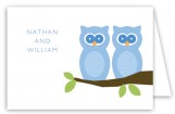 Twin Boy Perched Owls Folded Note Card