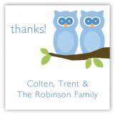 Twin Boy Perched Owls Gift Tag