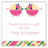 Twin Girl Carriage Gifts Square Sticker