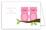 Twin Girl Perched Owls Folded Note Card