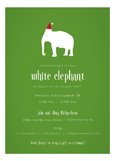 Green Background Santa Hat White Elephant Invitations