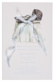 Wicker Bassinet Invitation with Blue Ribbon