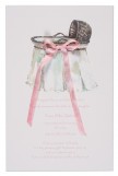 Wicker Bassinet Invitation with Pink Ribbon