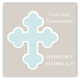 Blue Monogram Cross Square Sticker