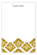 Gold Glitter Damask Flat Note Card