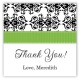 Green Damask Square Sticker