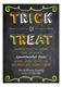 Halloween Trick or Treat Chalkboard Invitations