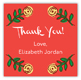 Pink Floral Square Thank You Stickers