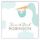 Twin Boy Stork in the Sky Square Sticker