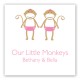 Twin Girl Monkey Pals Gift Tag