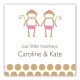 Twin Girl Monkey Pals Square Sticker